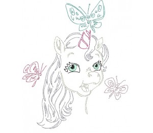 Stickdatei - Baby Unicorn LineArt 4